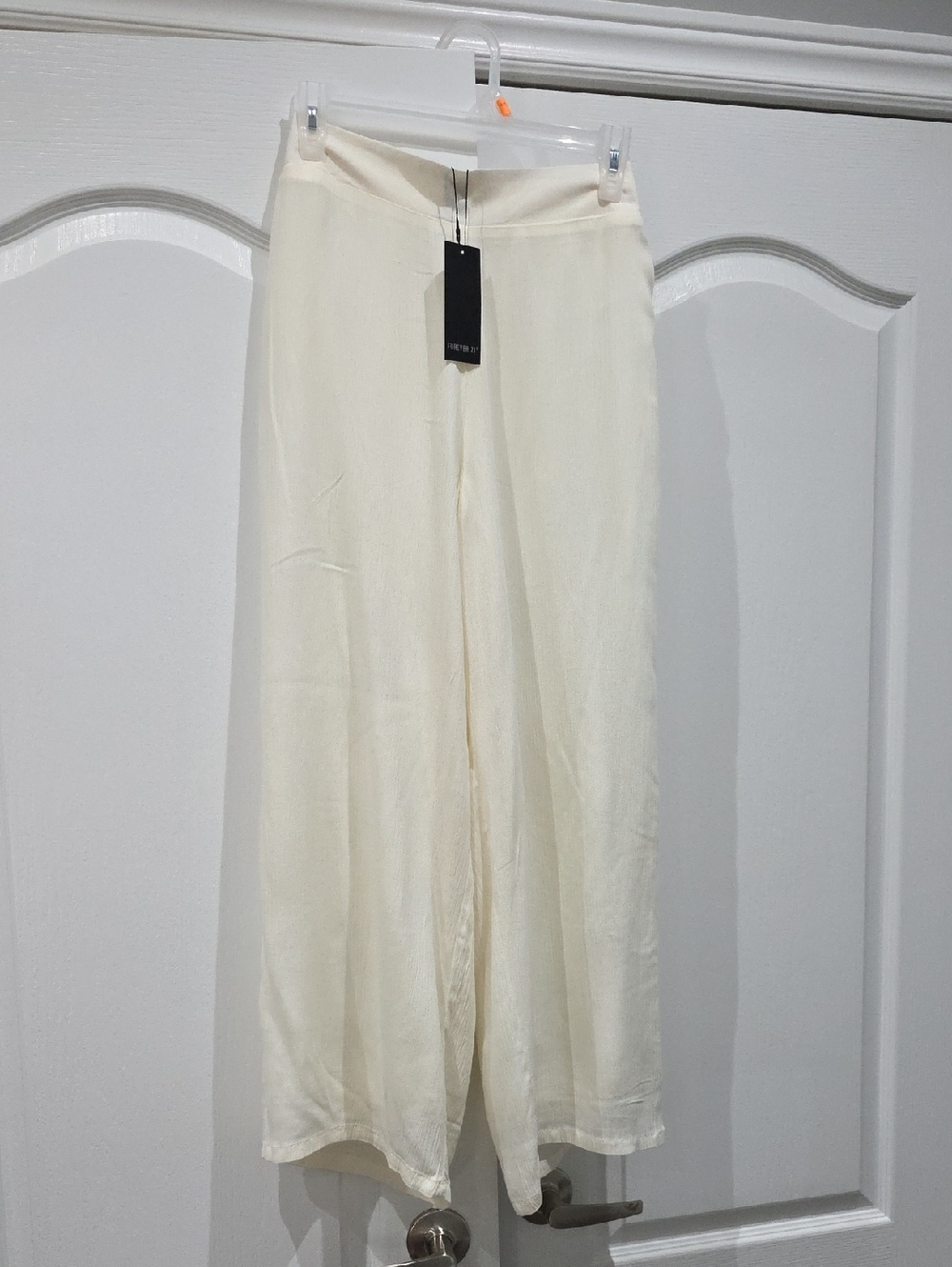Forever 21 Cream Wide-Leg Straight Pants